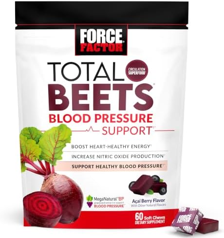 Force Factor Total Beets Blood Pressure Support Chews, Nitric Oxi...