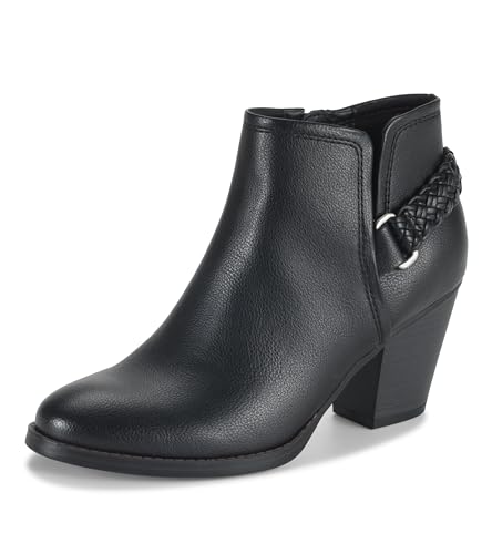 BareTraps Womens Charlotte Zipper Faux Leather Booties Black 8 Medium (B,M)