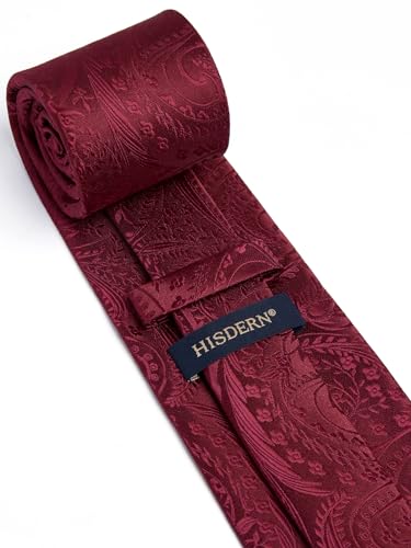 Image of HISDERN Ties for Men Paisley Floral Mens Ties and Pocket Square Cufflinks Set Classic Business Necktie Handkerchief