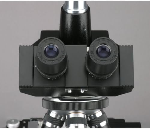 AmScope T390A-PCS Professional Compound Trinocular Microscope, 40X-1600X Magnification, WF10x and P16x Eyepieces, Brightfield and Phase-Contrast, Halogen Illumination, Abbe Condenser, Double-Layer Mechanical Stage, 110V-220V Auto-Switching, Includes 3 Phase-Contrast Objectives and Rings