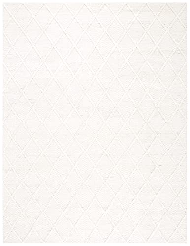 Image of SAFAVIEH Area Rug 8x10 - Natura Collection - Large - Ivory & Ivory, Handmade Wool & Viscose, Ideal for Living Room, Bedroom, Dining Space (NAT310A)