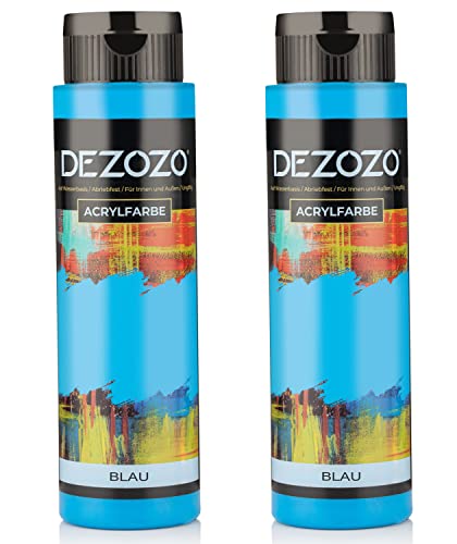 dezozo Acrylfarben Set - 12 Pastel Farben x 110ml, Reichhaltige Pigmentfarben für Leinwand, Holz, Papier, Keramik (Blau 2 x 500ml.)