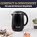 Elite Gourmet EKT1821 1.8L Double Wall Insulated, Cool-Touch 1500W Kettle w/Stainless Steel Interior & Lid, 360° Swivel Base for Cord Free Serving, Power On Lever, Auto Shut-Off, Boil Dry, Black