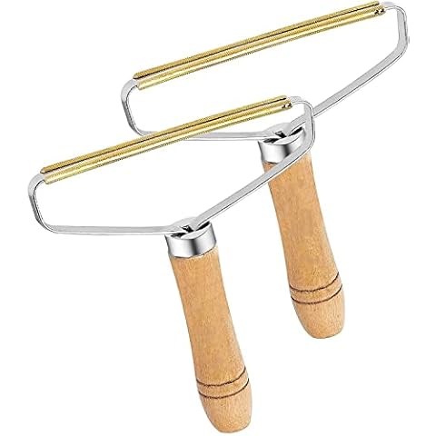 LAOLINGSY Portable Lint Remover with Wooden Handle Cover