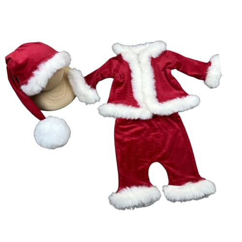 Tenue Noël nouveau-né avec chapeau pour séance photo festive