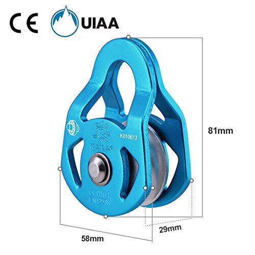 Kailas Mobile Micro Climbing Pulley Ce Uiaa Certified Single/Double Rope Pulley Small Lightweight 28Kn Heavy Duty Aluminum/Steel #TOP1