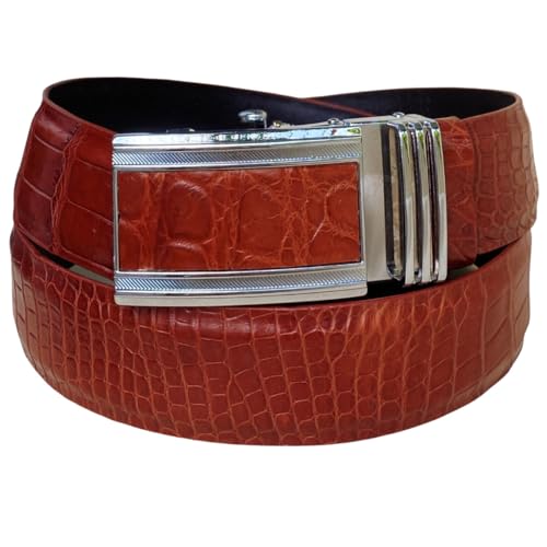 Image of vinacreations AIIigator Belt Leather Strap Belts 1.5 inch Width Adjustment Removal Buckle Jean Dress Croc Handmade