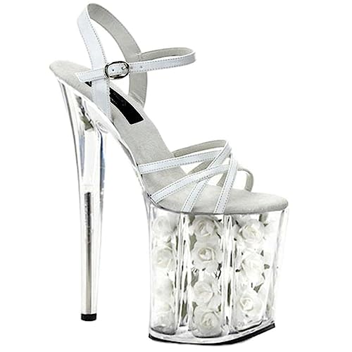 Sandales féminines transparentes à talons hauts 20cm été de soirée