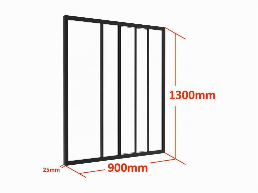 Vente-unique - Verriére coulissante en Aluminium thermolaqué Noir 90 x 130 cm (L x H) – Ravena