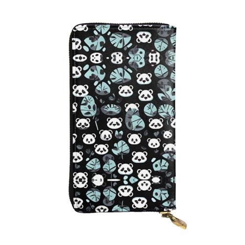Cartera de piel de panda en blanco y negro hecha a mano monedero elegante de mano