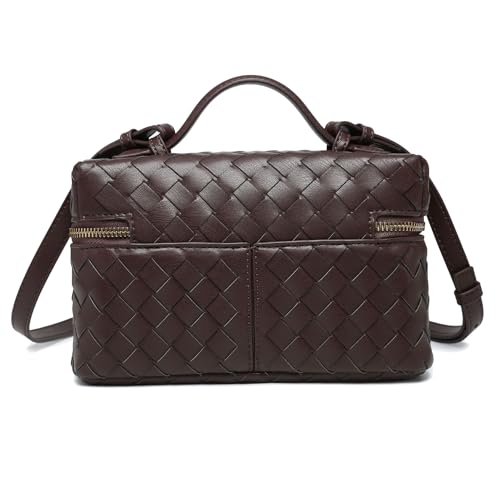 Mini Woven Crossbody Purse Square Box Bags Top-Handle Tote Handbag Shoulder Bag Cute Satchels Trendy4