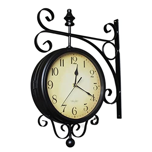 Horloge murale vintage double face silencieuse et facile à accrocher