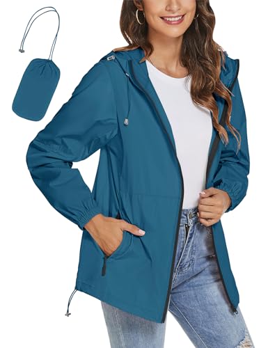 TCOT Women's Waterproof Rain Jacket Windbreaker