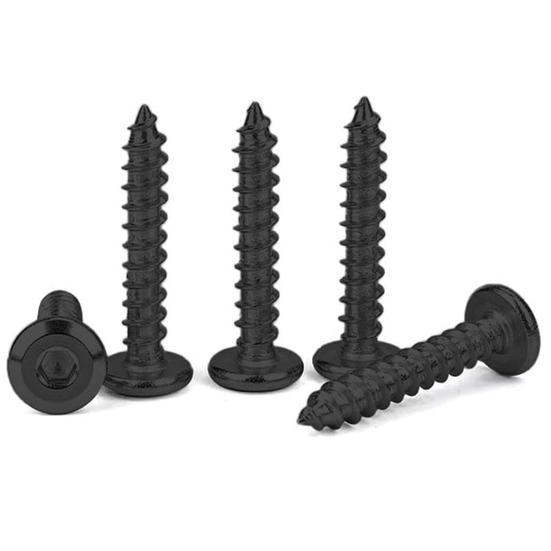 Image of Rely⇒VP INDUSTRIES (Pcs-25) M5.5x35 mm Allen JCB Head Self-Tapping Screw - Black Zinc Flat Head Furniture Bolt for Wood Boards, Cabinets, Cupboards & Chairs