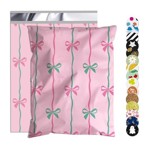 Jowlroel Poly Mailer 6x9 Inch 100 Pcs, Waterproof and Tear-Resistant Shipping Bags for Clothing, Cute Mailing Bags with Self-Seal, Bow Printed Packaging Bags for Small Business