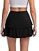 DLOODA Tennis Skirt for Women, Double Ruffle Golf Skirt High Waisted Flowy Athletic Skort with Pockets Workout Pickleball Y2K Black