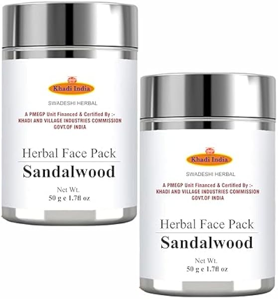 Khadi Sandalwood Herbal Face Pack – 100% Natural Ayurvedic Formula for Glowing Skin & Acne Control – Tightens Pores, Soothes Inflammation – 100g