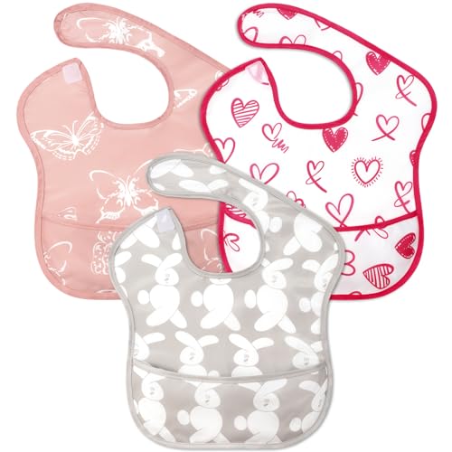Accmor 3pcs Waterproof Baby Bibs, Bibs for Baby Girls Boys 3-24 Months, Baby Toddler Apron Bibs for Feeding Eating, Baby Led Weaning Supplies
