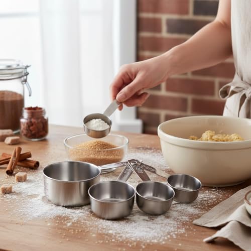 Dexam 17840994 Faringdon Set of 4 Stainless Steel Measuring Cups, 60, 80, 125, 250ml, Silver image 4