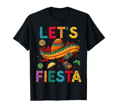 Messicano Cinco De Mayo T-shirt sombrero & maracas Taco Regalo Maglietta