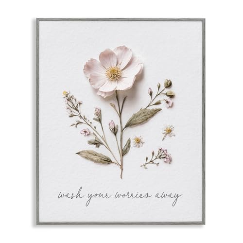 Impression giclée encadrée fleurs pressées gris Lettered and Lined 35,6x27,9 cm