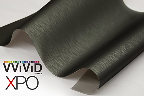 Vvivid® Black Brushed Steel Vinyl Wrap Roll With Air Release Technology (3Ft X 5Ft) #TOP2