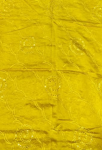 Image of LKC WOMEN'S SEQUENCE EMBROIDERED SELFDESIGN SOFT COTTON CHANDERI DUPATTA