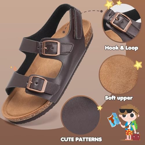 Torotto Toddler Kids Sandals Boys Girls Cork Footbed Sandals with Adjustable Buckle Casual Slides Open Toes Flat4