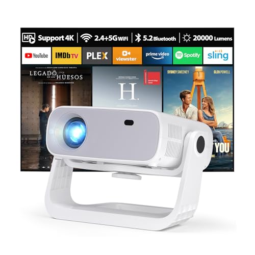 Wielio 2025 Neuer Full HD 1080P Smart Beamer,Integrierte Apps,Android 11,28000 Lumens,4K Unterstützung,Trapezkorrektur,WiFi 6&Bluetooth 5.2,Heimkino Beamer Kompatibel mit iOS/Android/PS5