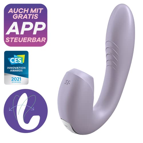 Satisfyer, drukgolfvibrator, konijn, Sunray Connect App', 15 cm, met app, waterdicht, oplaadbaar, huidvriendelijke siliconen, kleur:Purper - Afbeelding 3