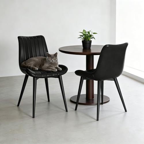 JMGJOY Chaises de Salle à Manger Lot de 2, Chaise de Cuisine Assise rembourrée en Similicuir Pieds en métal, Rétro, Max. 130 kg pour Salle à Manger Salon...