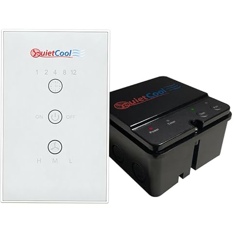 Quietcool Whole House Fan Wireless Control Kit - No Hard Wiring Required for Wall Switch - Three Speed Capable - 1/2/4/8/12 Hour Countdown Timer - Up to 100ft Range - Batteries Included (Glass) Cover