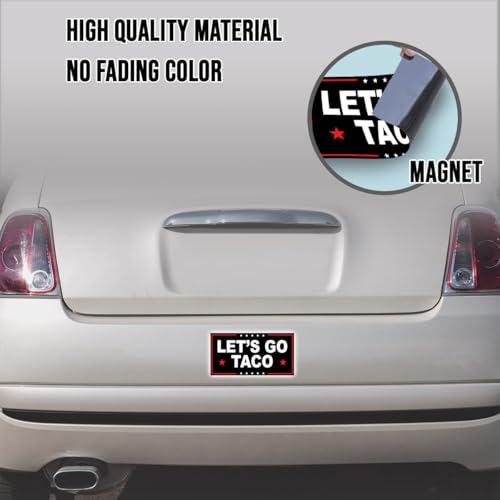 Image of Magnet Sticker Subtle Let's Go Taco Magnetic Anti Funny Leftist Feminist Social Justice Human Rights Black Magnet for Bumper, Refrigerator, Cruise Door, Car, Truck 7.5x3.75in