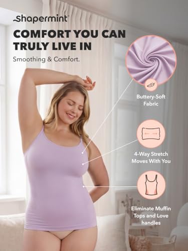 Image of SHAPERMINT Womens Tops - Scoop Neck Cami Body Shaper for Women, Shapewear Tummy Control, Camisole Tank Tops for Women