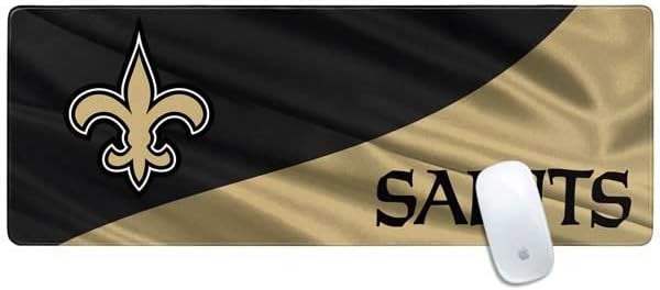 Skinit Large Gaming Mouse Pad - Officially Licensed New Orleans Saints Design with Stitched Edges, Waterproof, Non-Slip Rubber Base, Desk Mat for Keyboard & Mouse, 31.5" x 11.8" inches