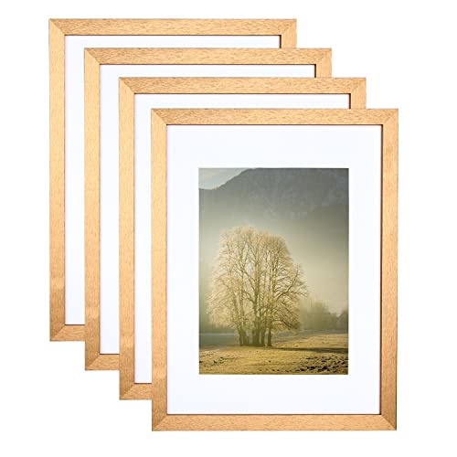 Metrekey 8.5X11 Pictures Frames Royal Gold Set Of 4, Fits For 6X8 Photo With Mat, Real Glass Cover, Wooden Diploma Certificate Document Frame For Tabletop And Wall Hanging #TOP2