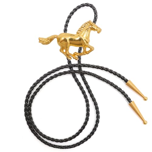 Bolo Ties for Men Western - Handmade 3D Horse Bolo Tie Design Western Cowboy Bolo Tie for Women Cowgirl Western Costume Accessories (Horse - Gold)
