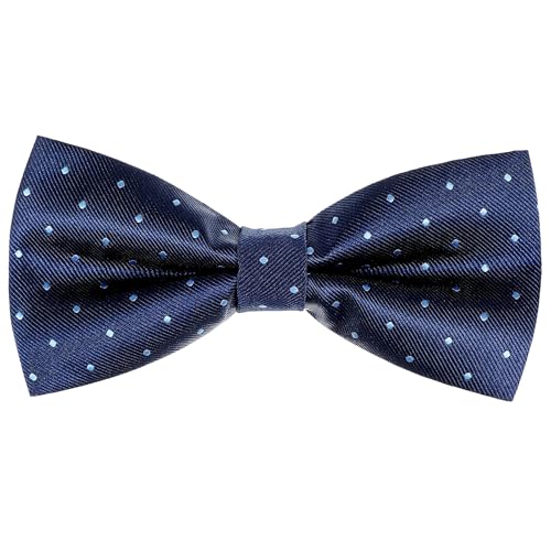 Quilax - Quilax Blue Bow Tie, Adjustable Pre-tied Polka Dot Bow Tie Boys Girls, Navy Blue Bows for Party Wedding, Graduation, Concert, Celebration