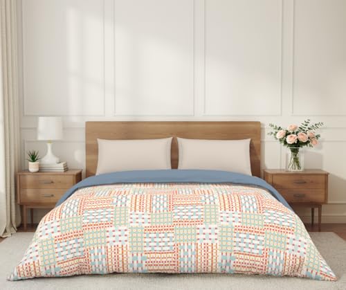 Image of Welspun Arlo Double Bed Quilt Comforter, 2-in-1 Reversible, Lightweight AC Quilt Blanket, Soft Breathable Microfiber for All Seasons & Winter Use, 200x200 cm Double Bed Quilt, Coral Almond