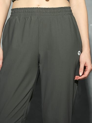 Image of TECHNOSPORT Womens Mid Rise Polyester Regular Fit Solid Jogger for Running, Workout & Sports