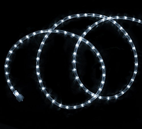 Tupkee LED Rope Light Cool-White - 24 Feet (7.3 m), for Indoor and Outdoor use - 10MM Diameter - 144 LED Long Life Bulbs Rope Tube Lights