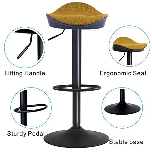 Younike Bar Stools Set Of 2 Counter Height Barstools For Kitchen Island, Black Swivel Height Adjustable Bar Chairs With Tufted Mustard Yellow Seat, 300Lbs Capacity #TOP7