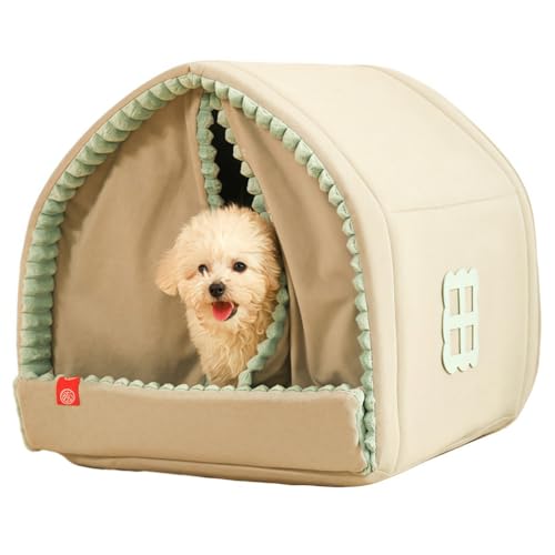 Pakabi四季対応の犬小屋 犬小屋 小型犬小屋 密閉型 ペット 犬用ベッド 猫用ベッド (二重ドアカーテン,M)
