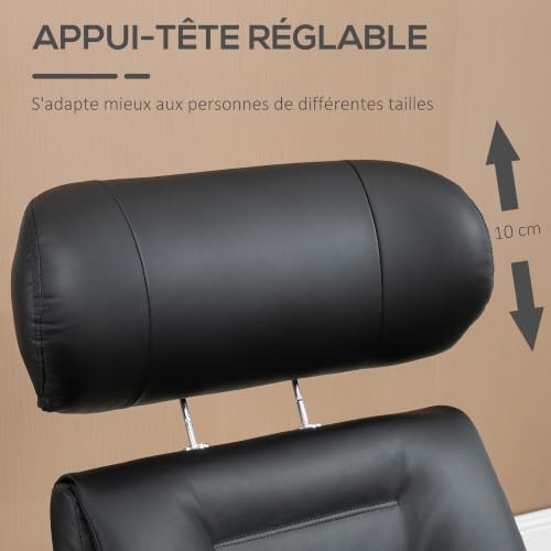 Fauteuil relax avec repose pied HOMCOM dossier inclinable têtière réglable pivotant 360° polyuréthane 80x84x108cm - vue 5
