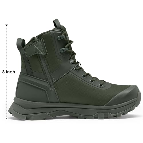 Image of Coostar Tactical Boots for Men Lightweight Military Combat Boot Side Zipper Motorcycle Hiking Work Boots Waterproof 8 Inches
