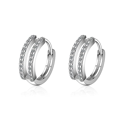 Boucles d'oreilles 925 sterling pour femme et homme avec créoles en strass moderne