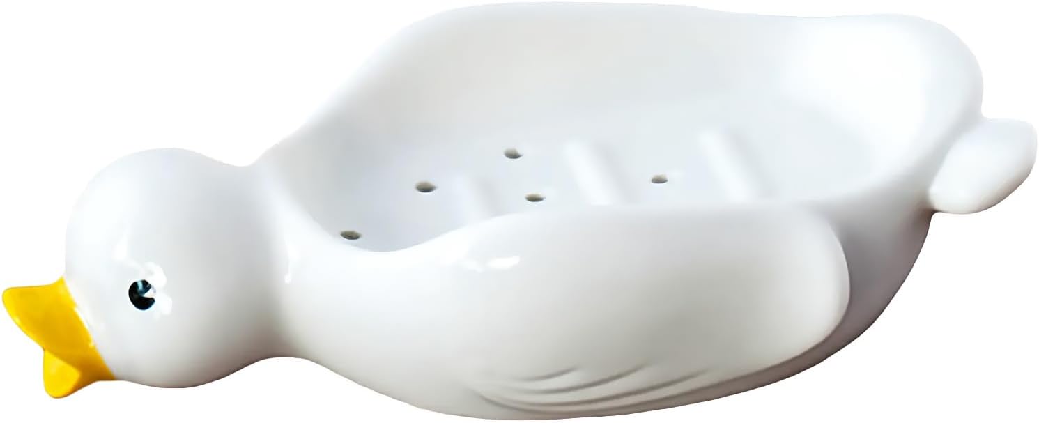 Cute Ceramic Soap Dish Self Draining Adorable Panda Shaped Kitchen Sink Soap Organizer for Bathroom Quick Drying Soap Holders