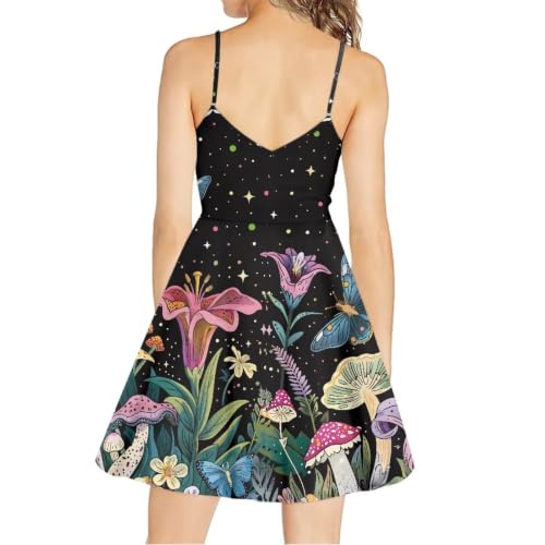 Image of Women's Spaghetti Strap Dress Summer Casual Swing Sundress Girls Beachwear Swing Mini Dress