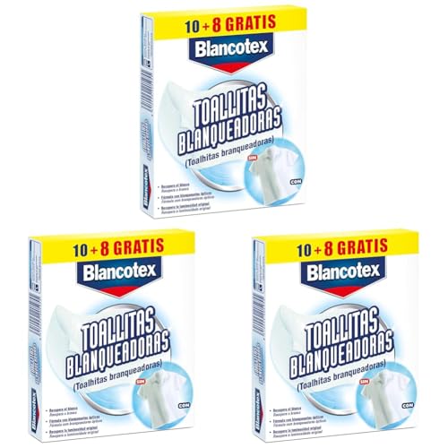 Blancotex Toallitas Blanqueadoras, 10+8 Toallitas (Paquete de 3)