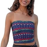 Floral Tube Tops for Women Boho Bandeau Top Y2k Crop Tops Strapless Tank Tops Flower Print Cami Tops Summer Tops, Y2k Going Out Tops for Women Trendy Summer Tube Tops